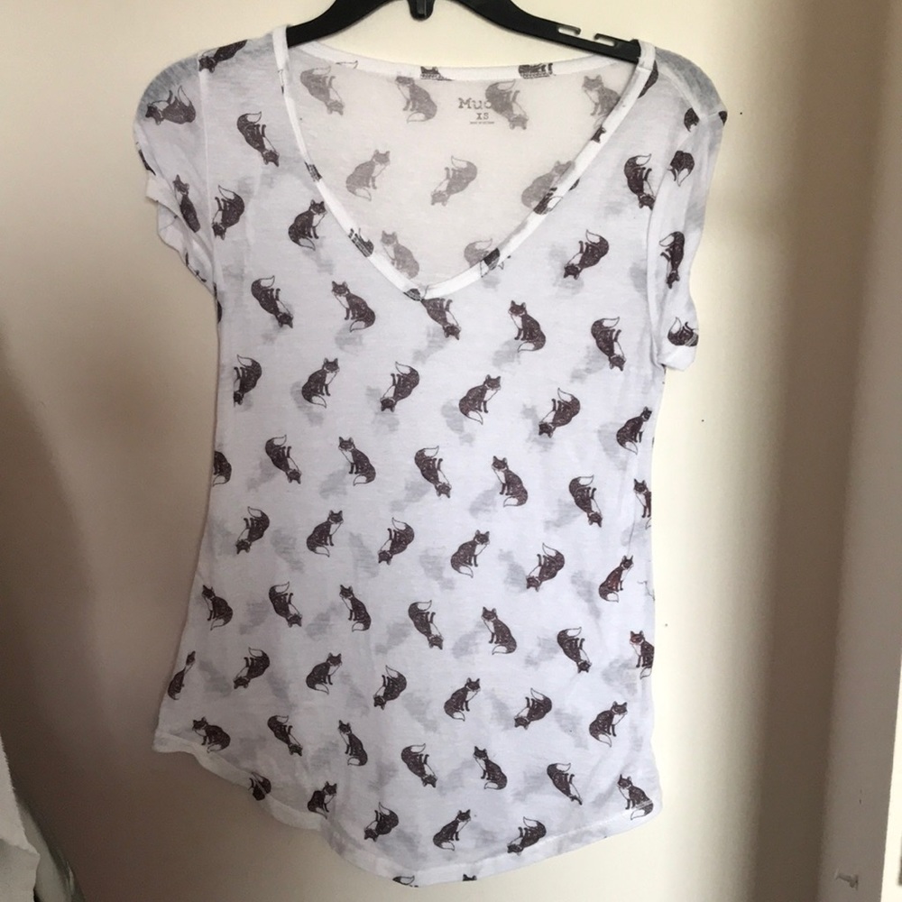 Fox Printed V Neck